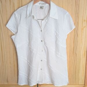 Edward White Linen Cap Sleeve Blouse Size XL